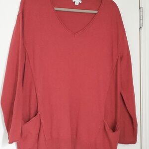 J. Jill V-Neck Tunic Sweater with Pockets, XXL, 18-22
